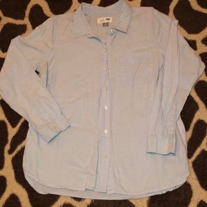 LARGE Blue Long Sleeve Button Down with Pocket
